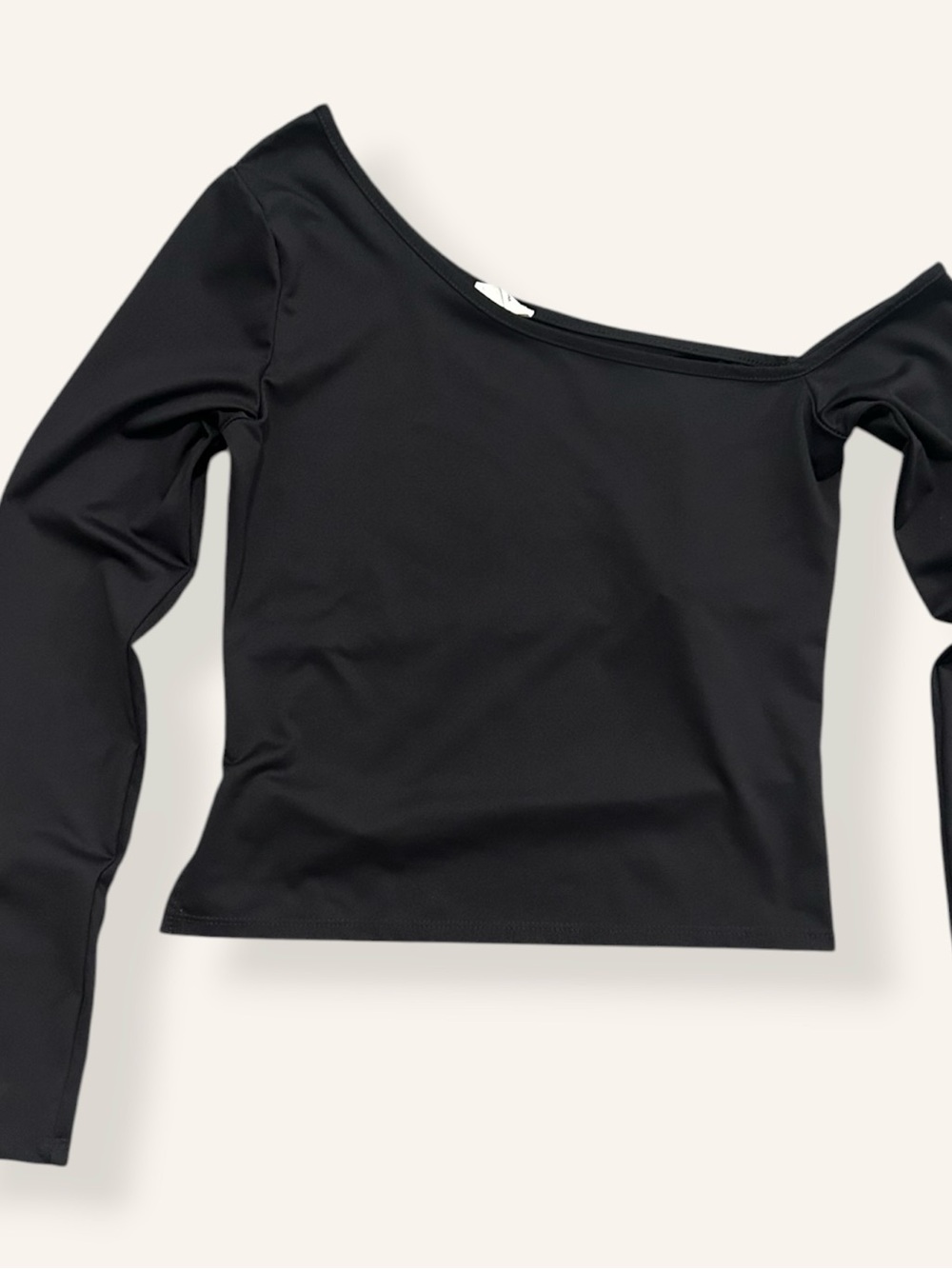 Cotton On Black Asymmetric Off-Shoulder Long Sleeve Top
